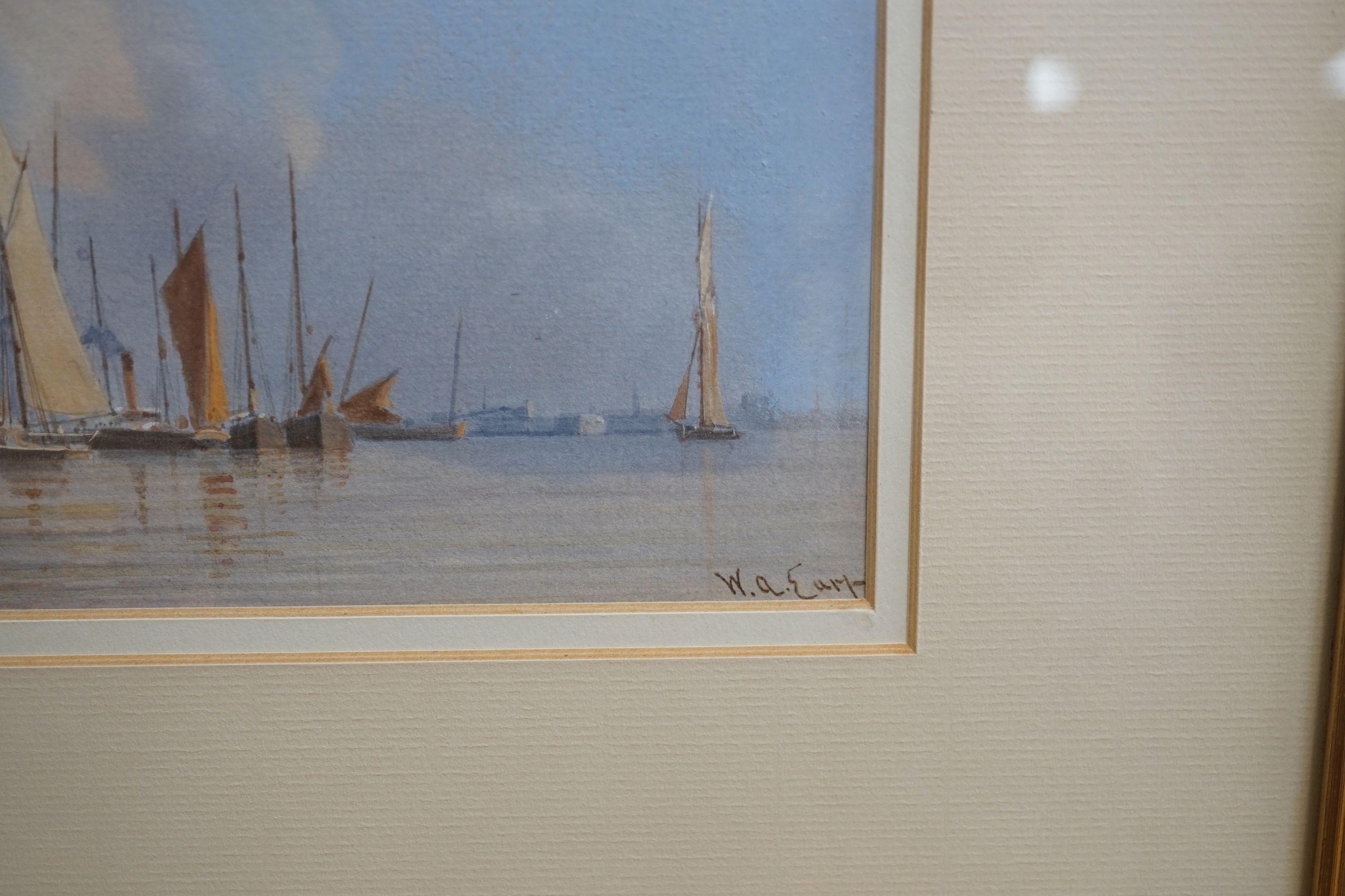 E.A.Earp. Boulogne Harbour, watercolour, signed, 14.5cms by 24cms